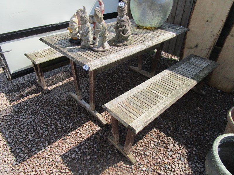 Garden table and 2 benches