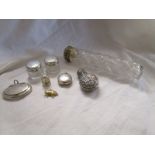 Collection of silver and silver mounted bottles etc
