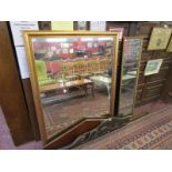 Large gilt framed mirror with another