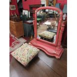 Painted toilet mirror and footstool