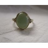 Gold jade and diamond set ring
