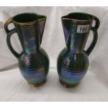 Pair of Deco green vases by Luxor