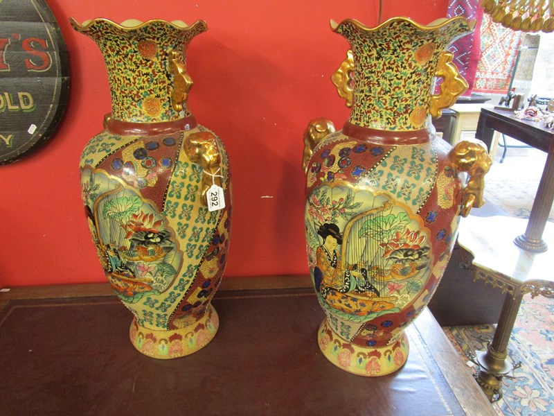 Pair of large Satsuma vases (H: 71cm)