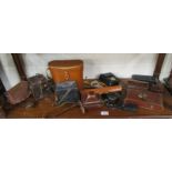 Collection of binoculars & cameras