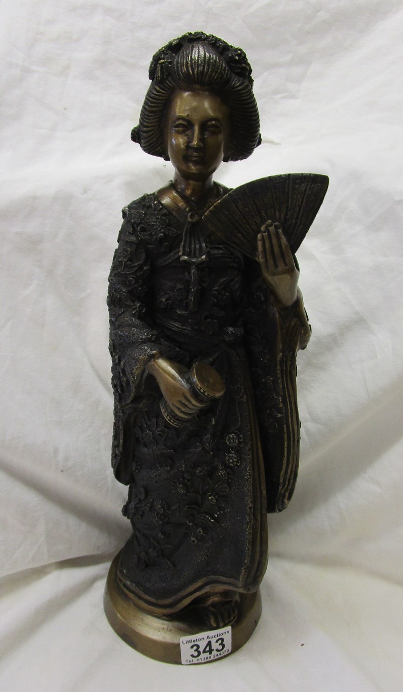 Bronze - Geisha girl figure - Approx 42cm tall