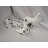 4 Royal Crown Derby paper weights - Black & white