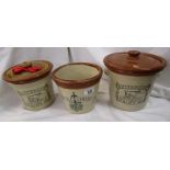 3 stoneware dairy jars