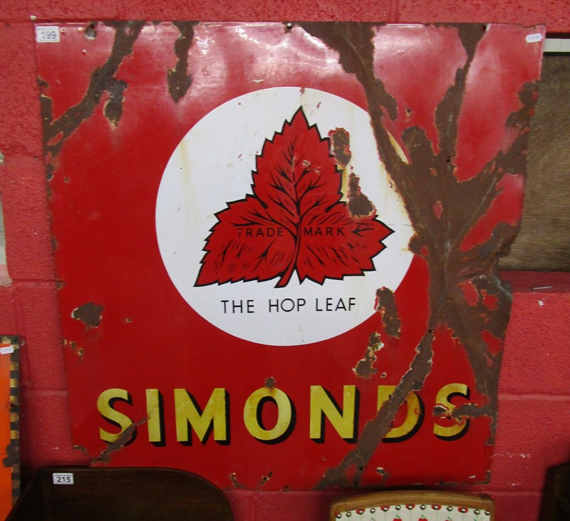 Enamel sign - Simonds, The Hop Leaf