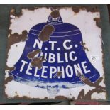 Double sided Enamel sign - Public telephone