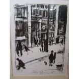 L S Lowry and Harold Riley L/E lithographic print pencil signed and numbered 7/15 by Harold Riley