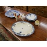 Collection of ceramics to include blue & white meat plates