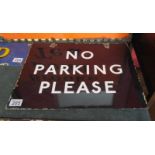 Double sided Enamel sign - No parking please