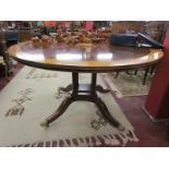 Large mahogany and oak 'Tillman' style circular dining table