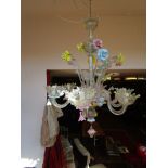 Murano glass 6 branch chandelier together with another for spares or repairs