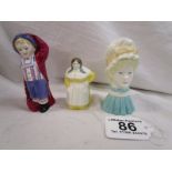 3 Royal Worcester candle snuffers - Mob Cap, French Cook and Howard