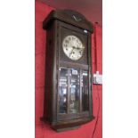 1930s Art Deco wall clock in oak case