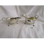 2 silver cream jugs - Approx 218g