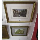 2 Watercolours - River scene & rural scene