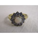 Gold opal, tanzanite & diamond cluster ring