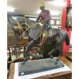 Bronze - Large and impressive study of horse & jockey (H: 100cm)