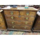 Good 18C walnut chest of 2 over 3 drawers (H: 100cm W:102cm D:52cm)