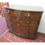 Victorian bow front chest of 2 over 3 drawers