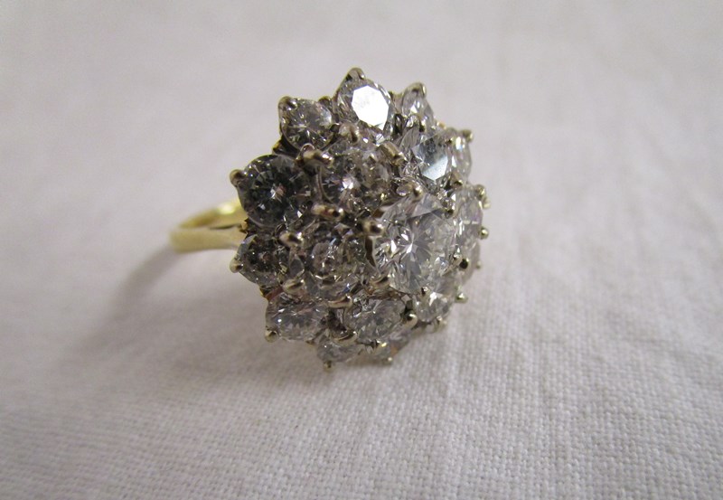 Fine 18ct gold diamond cluster ring