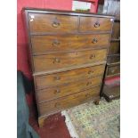 Antique oak mahogany chest on chest - H: 160cm W:117cm D:55cm