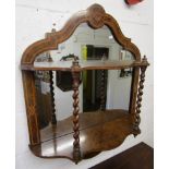 Fine Victorian burr walnut and inlaid mirror shelf - H: 94cm W:78cm