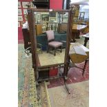 Victorian Mahogany dressing mirror with extending candle stick and shelf (H: 152cm)