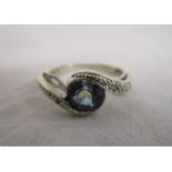 White gold mystic topaz & diamond set ring