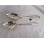 2 large solid silver serving spoons - Approx 152g