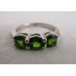 White gold green garnet & diamond set ring