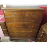 Antique oak chest of 2 over 4 drawers (H: 128cm W:108cm D:53cm)