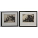 2 etchings by William Monk - Edinburg Castle & Edinburg Castle 2