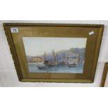 Watercolour by A Callen of Looe Harbour in Cornwall