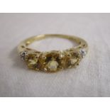 Gold & diamond citrine set ring