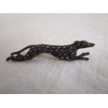 Amethyst & diamond set greyhound brooch