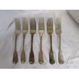 Set of 6 sterling silver forks bearing the Irish 'Hibernia' mark - Approx 440g