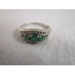 White gold diamond & emerald set ring