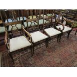 Set of 4 harp back mahogany chairs with 2 carvers