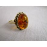 Amber set ring marked .333 for 8ct - Possibly German
