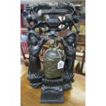 Oriental hanging bell in mount - H: 48cm