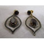 Pair of garnet & diamond drop earrings