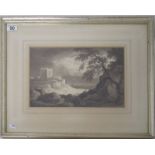 Monochrome watercolour - The ship wreck by Benjamin Barker of Bath - 1776 to 1838