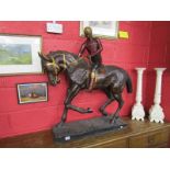 Bronze - Large & impressive study of horse & jockey after Isidore Bonheur (H: 100cm)