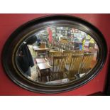Oval & bevelled glass wall mirror