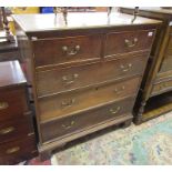 Georgian oak chest of 2 over 3 drawers on bracket feet (H: 108cm W: 97cm D: 53cm)