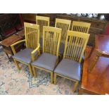 Set of six modern quality dining chairs to include 2 carvers