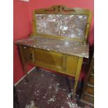 Art Nouveau wash stand with marble top and back